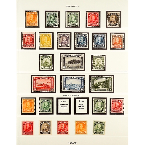 409 - CANADA 1911 - 1936 MINT / NEVER HINGED MINT COLLECTION of around 150 stamps on hingeless pages, stro... 