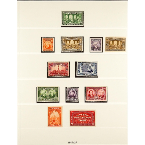 409 - CANADA 1911 - 1936 MINT / NEVER HINGED MINT COLLECTION of around 150 stamps on hingeless pages, stro... 