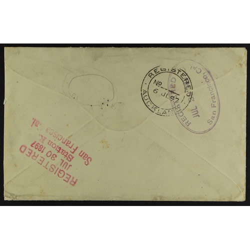 438 - COOK IS. 1897 (Jun) env registered to San Francisco with Queen 1d, 1½d, 2½d, 5d and 10d five-colour ... 