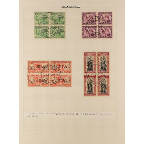 439 - COOK IS. 1899 - 1965 COLLECTION of around 100 mint & used stamps on album pages, note 1899-00 1d bro... 