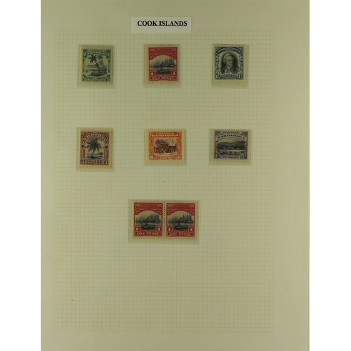 439 - COOK IS. 1899 - 1965 COLLECTION of around 100 mint & used stamps on album pages, note 1899-00 1d bro... 