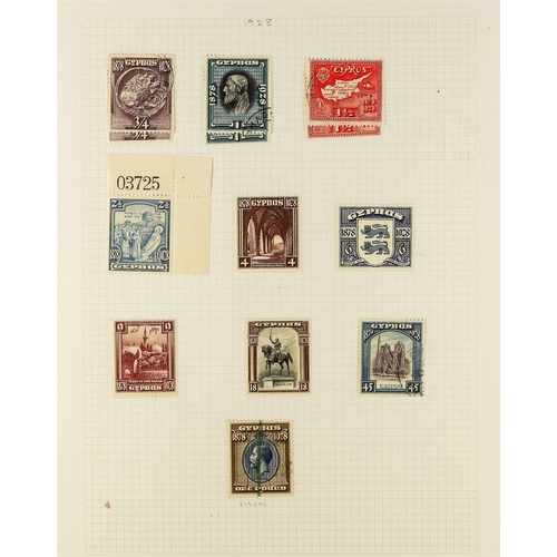 444 - CYPRUS 1880 - 1960 COLLECTION of approx. 140 mint and used stamps on album pages, note 1880 1d red p... 