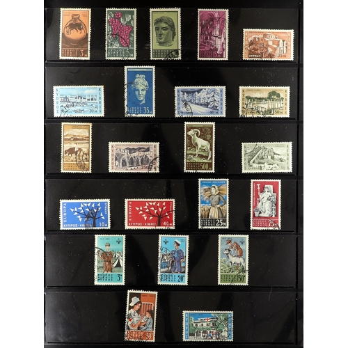 446 - CYPRUS 1937 - 1965 COMPLETE COLLECTION of used stamps on protective pages, includes 1938-51 set with... 