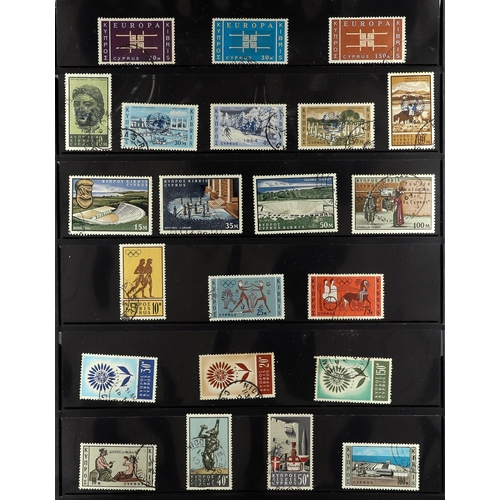 446 - CYPRUS 1937 - 1965 COMPLETE COLLECTION of used stamps on protective pages, includes 1938-51 set with... 