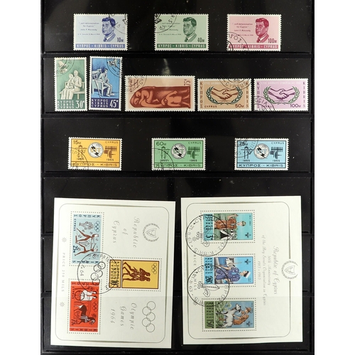 446 - CYPRUS 1937 - 1965 COMPLETE COLLECTION of used stamps on protective pages, includes 1938-51 set with... 