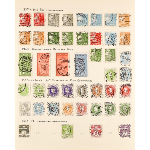 449 - DENMARK 1851 - 1938 COLLECTION of used stamps on pages with duplication of early issues, also many s... 