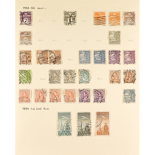 449 - DENMARK 1851 - 1938 COLLECTION of used stamps on pages with duplication of early issues, also many s... 