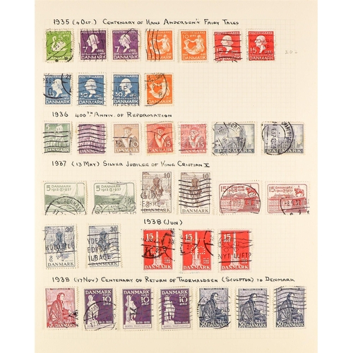 449 - DENMARK 1851 - 1938 COLLECTION of used stamps on pages with duplication of early issues, also many s... 