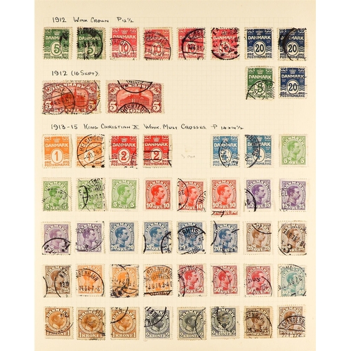 449 - DENMARK 1851 - 1938 COLLECTION of used stamps on pages with duplication of early issues, also many s... 