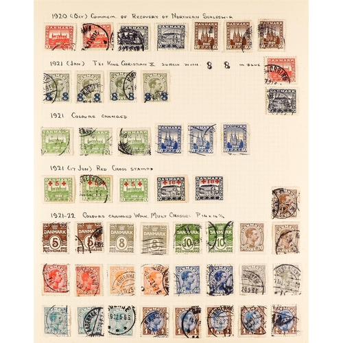 449 - DENMARK 1851 - 1938 COLLECTION of used stamps on pages with duplication of early issues, also many s... 