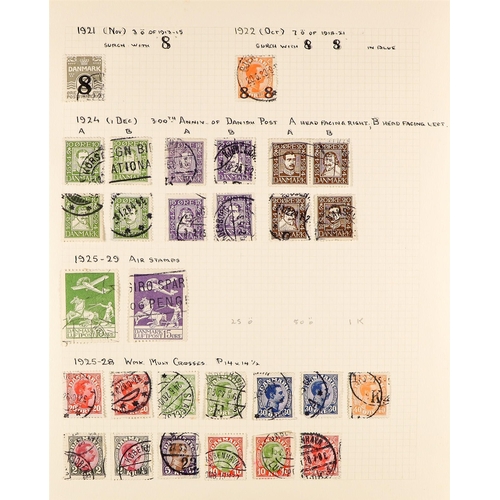 449 - DENMARK 1851 - 1938 COLLECTION of used stamps on pages with duplication of early issues, also many s... 