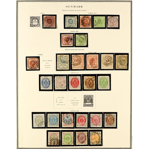 450 - DENMARK 1851 - 1988 COLLECTION of 1000+ chiefly used stamps in Scott Specialty album (pages to 2002)... 