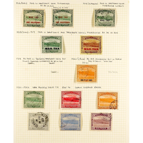 456 - DOMINICA 1903 - 1935 COLLECTION of around 75 stamps on pages, note 1903-07 set to 2s6d, plus chalky ... 