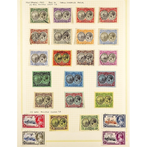 456 - DOMINICA 1903 - 1935 COLLECTION of around 75 stamps on pages, note 1903-07 set to 2s6d, plus chalky ... 