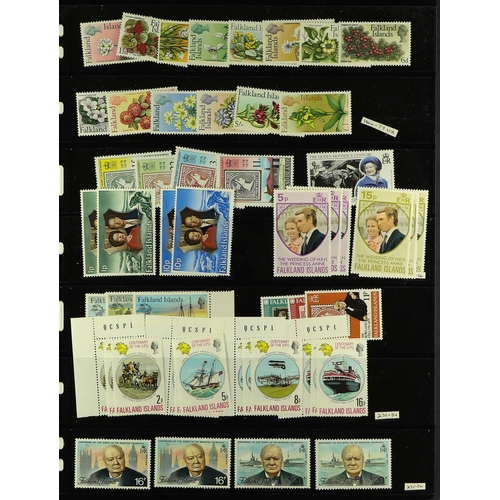 470 - FALKLAND IS. 1891 - 1990's MINT / MOSTLY NEVER HINGED MINT ASSORTMENT of stamps on protective pages,... 