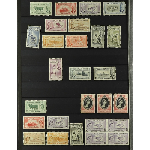 470 - FALKLAND IS. 1891 - 1990's MINT / MOSTLY NEVER HINGED MINT ASSORTMENT of stamps on protective pages,... 