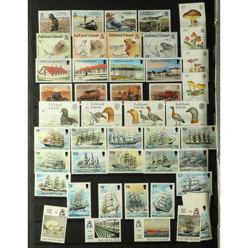 470 - FALKLAND IS. 1891 - 1990's MINT / MOSTLY NEVER HINGED MINT ASSORTMENT of stamps on protective pages,... 