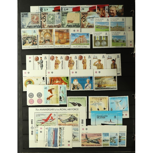 470 - FALKLAND IS. 1891 - 1990's MINT / MOSTLY NEVER HINGED MINT ASSORTMENT of stamps on protective pages,... 