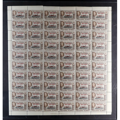 480 - FALKLAND IS. DEPS. SOUTH GEORGIA 1945 6d black and brown overprinted value complete sheet 60, SG B6,... 