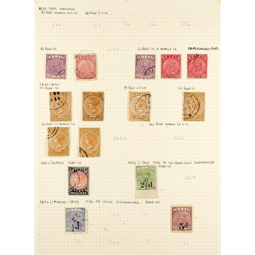 481 - FIJI 1871 - 1891 COLLECTION of over 60 stamps on pages, note 1871 1d, 1872 surcharges set, 1876-66 l... 