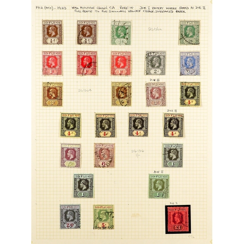 489 - FIJI 1903 - 1935 COLLECTION of 63 used stamps on pages, includes 1903 set to 1s, 1906-12 set to 5s, ... 