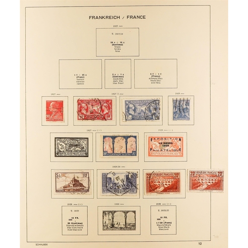 504 - FRANCE 1900 - 1958 COLLECTION in Schaubek France album, of chiefly used sets, 1918 15c Red Cross, 19... 