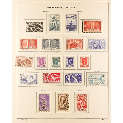 504 - FRANCE 1900 - 1958 COLLECTION in Schaubek France album, of chiefly used sets, 1918 15c Red Cross, 19... 