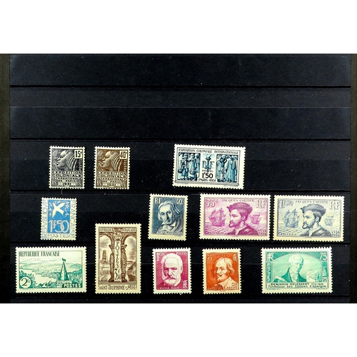 506 - FRANCE 1930 - 1946 NEVER HINGED MINT COLLECTION on protective pages, sets, Red Cross issues, Postage... 