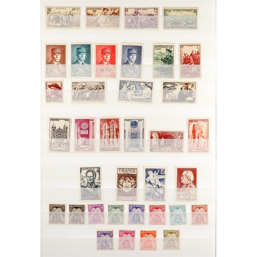 506 - FRANCE 1930 - 1946 NEVER HINGED MINT COLLECTION on protective pages, sets, Red Cross issues, Postage... 