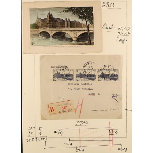 511 - FRANCE 1946 - 1959 COLLECTION OF COVERS bearing commemorative stamps in 9 matching albums. Incl Airm... 