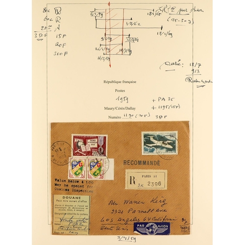 511 - FRANCE 1946 - 1959 COLLECTION OF COVERS bearing commemorative stamps in 9 matching albums. Incl Airm... 