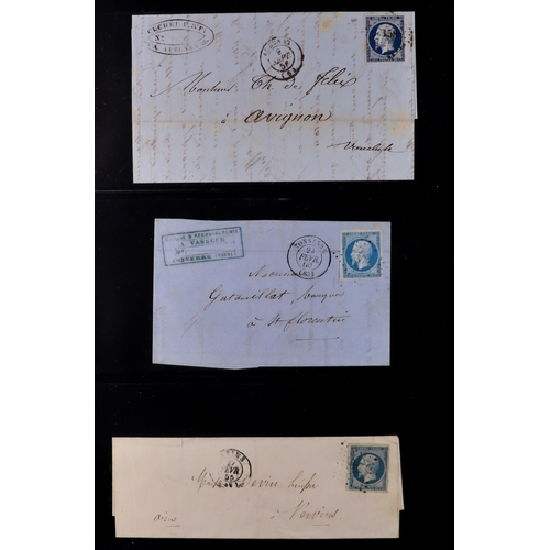 523 - FRANCE COVERS & STAMPS in a binder, includes collection of 1850's - 1860's ELs & some pieces bearing... 