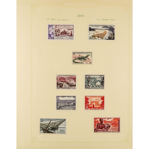 535 - FRENCH COLONIES EQUATORIAL AFRICA 1936 - 1957 comprehensive collection of mint stamps on album pages... 