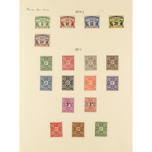 540 - FRENCH COLONIES IVORY COAST 1892 - 1944 COLLECTION of mint stamps on album pages, many sets, 'back o... 