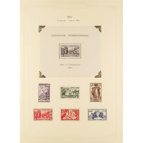 540 - FRENCH COLONIES IVORY COAST 1892 - 1944 COLLECTION of mint stamps on album pages, many sets, 'back o... 