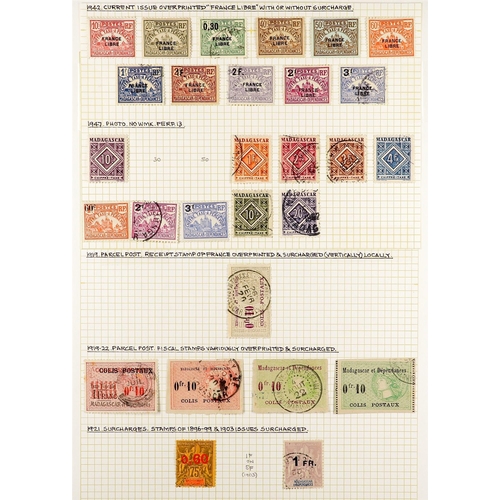 543 - FRENCH COLONIES MADAGASCAR 1919 - 1956 COLLECTION of mint & used stamps on album pages near- complet... 