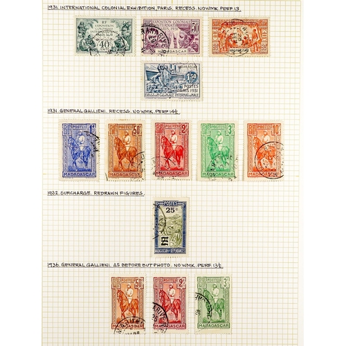 543 - FRENCH COLONIES MADAGASCAR 1919 - 1956 COLLECTION of mint & used stamps on album pages near- complet... 