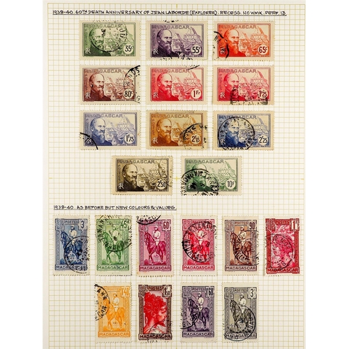 543 - FRENCH COLONIES MADAGASCAR 1919 - 1956 COLLECTION of mint & used stamps on album pages near- complet... 