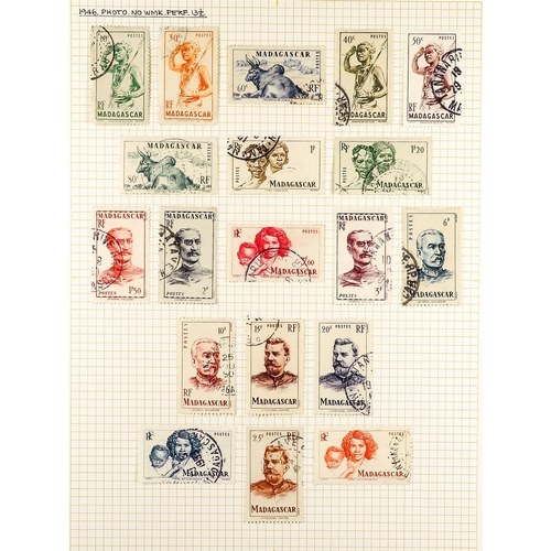 543 - FRENCH COLONIES MADAGASCAR 1919 - 1956 COLLECTION of mint & used stamps on album pages near- complet... 