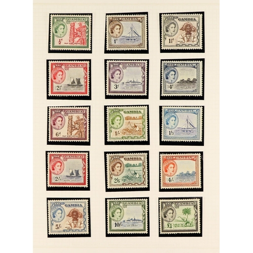 561 - GAMBIA 1904 - 1965 MINT COLLECTION of approx 120 stamps on album pages, 1906 1d on 3s, 1909 2d, 3d a... 