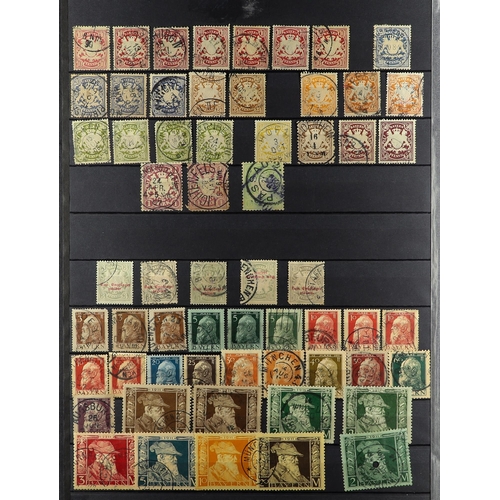 564 - GERMAN STATES BAVARIA 1849 - 1920 collection of around 380 used stamps on protective pages, imperfs ... 