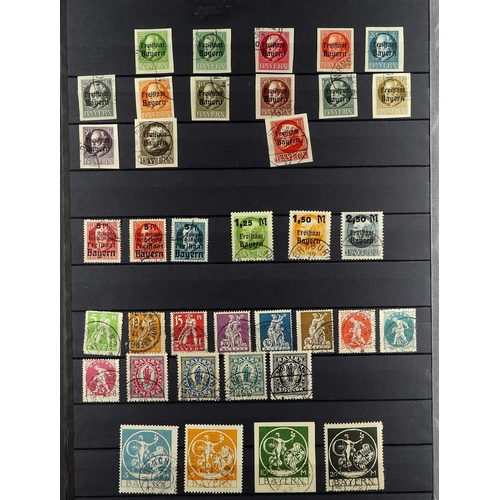 564 - GERMAN STATES BAVARIA 1849 - 1920 collection of around 380 used stamps on protective pages, imperfs ... 