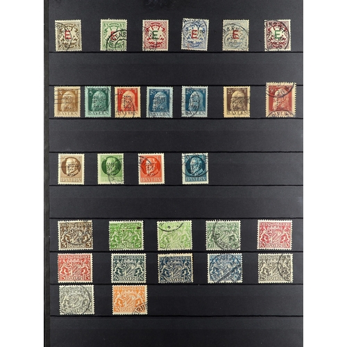 564 - GERMAN STATES BAVARIA 1849 - 1920 collection of around 380 used stamps on protective pages, imperfs ... 