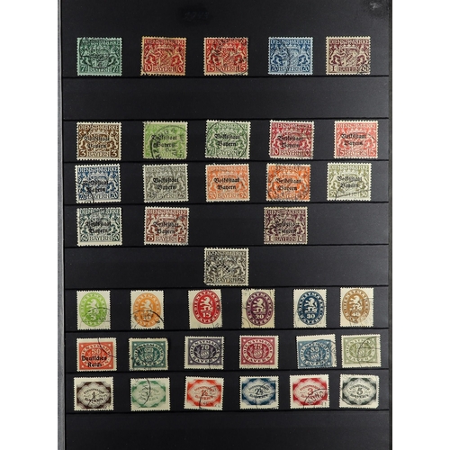 564 - GERMAN STATES BAVARIA 1849 - 1920 collection of around 380 used stamps on protective pages, imperfs ... 