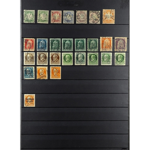 564 - GERMAN STATES BAVARIA 1849 - 1920 collection of around 380 used stamps on protective pages, imperfs ... 