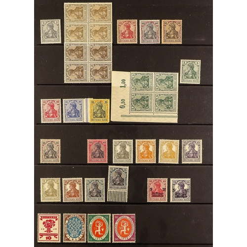 574 - GERMANY 1902 - 1922 MINT / NEVER HINGED COLLECTION of 160+ stamps on protective pages incl. 1916-19 ... 