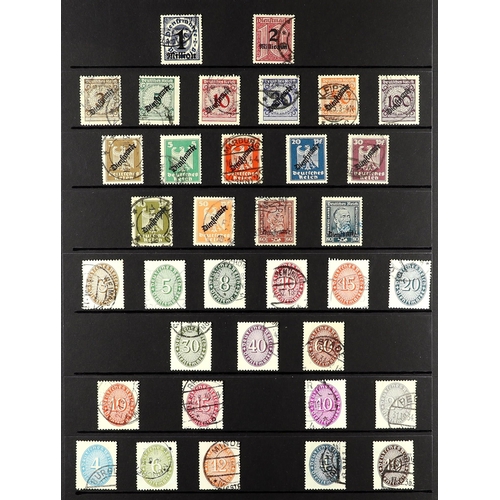 584 - GERMANY OFFICIALS 1903 - 1944 collection of 160+ used stamps on protective pages, note 1903 set, 192... 