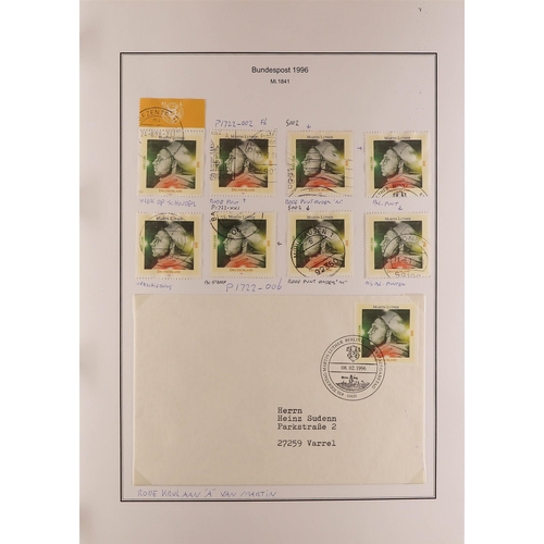 595 - GERMANY WEST 1996 - 1999 SPECIALIZED COLLECTION of over 2000 mint, never hinged mint and used stamps... 