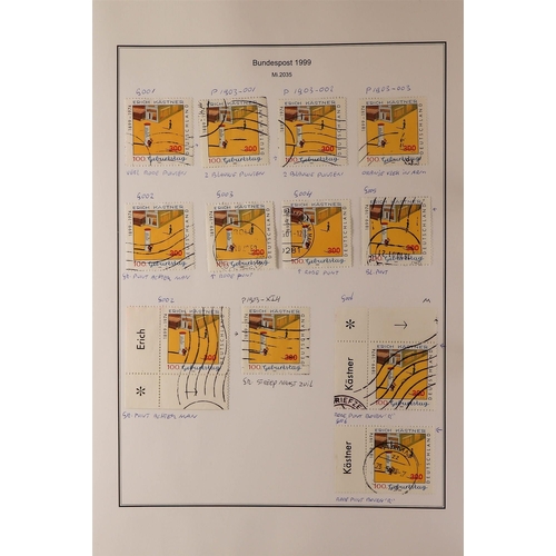 595 - GERMANY WEST 1996 - 1999 SPECIALIZED COLLECTION of over 2000 mint, never hinged mint and used stamps... 