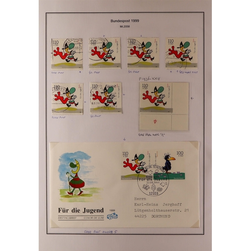 595 - GERMANY WEST 1996 - 1999 SPECIALIZED COLLECTION of over 2000 mint, never hinged mint and used stamps... 